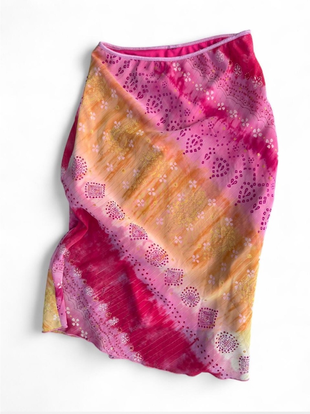 Vintage Y2K colorful layered Artsy whimsical Midi skirt pastel Sherbet XS